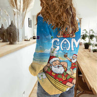 Guam Christmas Women Casual Shirt Felis Pasgua Chilling Santa - Polynesian Pride