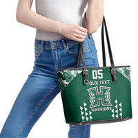 Custom Hawaii Football Leather Tote Bag Rainbow Warriors Tropical Vibes - Polynesian Pride