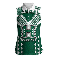 Custom Hawaii Football Women Sleeveless Polo Shirt Rainbow Warriors Tropical Vibes LT05 Female Green - Polynesian Pride