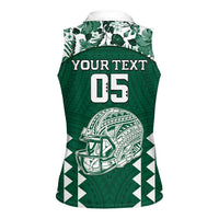 Custom Hawaii Football Women Sleeveless Polo Shirt Rainbow Warriors Tropical Vibes LT05 - Polynesian Pride