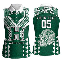Custom Hawaii Football Women Sleeveless Polo Shirt Rainbow Warriors Tropical Vibes LT05 - Polynesian Pride