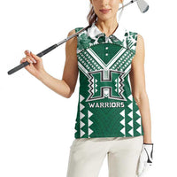 Custom Hawaii Football Women Sleeveless Polo Shirt Rainbow Warriors Tropical Vibes LT05 - Polynesian Pride