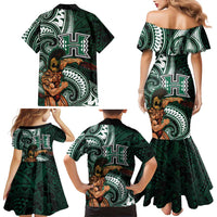 Hawaii Ikaika Warrior Football Family Matching Mermaid Dress and Hawaiian Shirt Polynesian Tribal Tattoo LT05 - Polynesian Pride