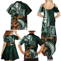 Hawaii Ikaika Warrior Football Family Matching Summer Maxi Dress and Hawaiian Shirt Polynesian Tribal Tattoo LT05 - Polynesian Pride