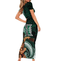 Hawaii Ikaika Warrior Football Short Sleeve Bodycon Dress Polynesian Tribal Tattoo LT05 - Polynesian Pride