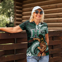 Hawaii Ikaika Warrior Football Women Polo Shirt Polynesian Tribal Tattoo LT05 - Polynesian Pride