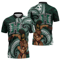 Hawaii Ikaika Warrior Football Zipper Polo Shirt Polynesian Tribal Tattoo LT05 - Polynesian Pride