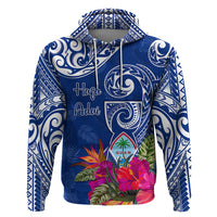 Personalised Hafa Adai Guam History and Chamorro Heritage Day Zip Hoodie Blue Latte Stone LT05 Pullover Hoodie Blue - Polynesian Pride