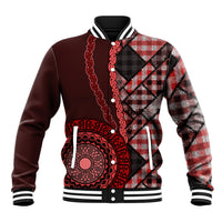New Zealand Aotearoa Baseball Jacket Maori Harakeke Weaving Pattern Red LT05 Unisex Red - Polynesian Pride