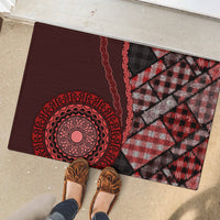 New Zealand Aotearoa Rubber Doormat Maori Harakeke Weaving Pattern Red LT05 - Polynesian Pride