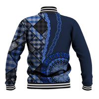 New Zealand Aotearoa Baseball Jacket Maori Harakeke Weaving Pattern Blue LT05 - Polynesian Pride