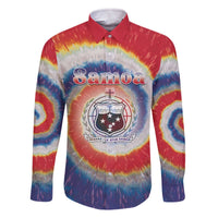 Samoa Family Matching Off The Shoulder Long Sleeve Dress and Hawaiian Shirt Tie Dye Unique Style LT05 Dad's Shirt - Long Sleeve Colorful - Polynesian Pride