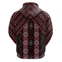 New Zealand Aotearoa Hoodie Red Poutama With Taniko Pattern LT05