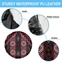 New Zealand Aotearoa Spare Tire Cover Red Poutama With Taniko Pattern LT05