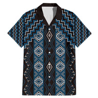 New Zealand Aotearoa Family Matching Mermaid Dress and Hawaiian Shirt Blue Poutama With Taniko Pattern LT05 Dad's Shirt - Short Sleeve Blue - Polynesian Pride