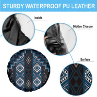 New Zealand Aotearoa Spare Tire Cover Blue Poutama With Taniko Pattern LT05