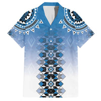 New Zealand Family Matching Short Sleeve Bodycon Dress and Hawaiian Shirt Poutama Mix Blue Taniko Inspired Art LT05 Dad's Shirt - Short Sleeve Blue - Polynesian Pride