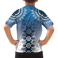 New Zealand Kid Hawaiian Shirt Poutama Mix Blue Taniko Inspired Art LT05 - Polynesian Pride