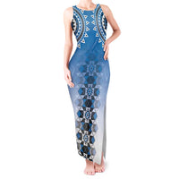 New Zealand Tank Maxi Dress Poutama Mix Blue Taniko Inspired Art LT05 Women Blue - Polynesian Pride