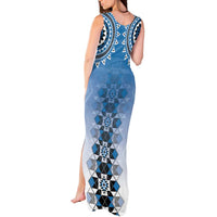 New Zealand Tank Maxi Dress Poutama Mix Blue Taniko Inspired Art LT05 - Polynesian Pride