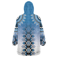 New Zealand Wearable Blanket Hoodie Poutama Mix Blue Taniko Inspired Art LT05 - Polynesian Pride