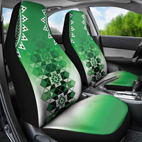 New Zealand Car Seat Cover Poutama Mix Green Taniko Inspired Art LT05 - Polynesian Pride