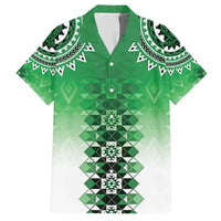 New Zealand Family Matching Puletasi and Hawaiian Shirt Poutama Mix Green Taniko Inspired Art LT05 Dad's Shirt - Short Sleeve Green - Polynesian Pride