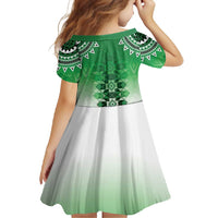 New Zealand Family Matching Short Sleeve Bodycon Dress and Hawaiian Shirt Poutama Mix Green Taniko Inspired Art LT05 - Polynesian Pride