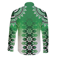 New Zealand Family Matching Short Sleeve Bodycon Dress and Hawaiian Shirt Poutama Mix Green Taniko Inspired Art LT05 - Polynesian Pride