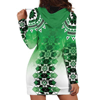 New Zealand Hoodie Dress Poutama Mix Green Taniko Inspired Art LT05 - Polynesian Pride