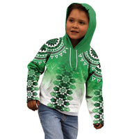New Zealand Kid Hoodie Poutama Mix Green Taniko Inspired Art LT05 - Polynesian Pride
