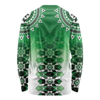 New Zealand Long Sleeve Shirt Poutama Mix Green Taniko Inspired Art LT05 - Polynesian Pride