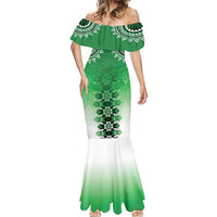 New Zealand Mermaid Dress Poutama Mix Green Taniko Inspired Art LT05 - Polynesian Pride