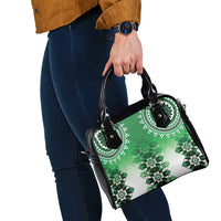 New Zealand Shoulder Handbag Poutama Mix Green Taniko Inspired Art LT05