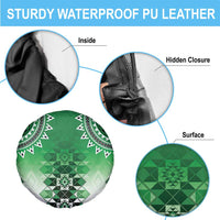 New Zealand Spare Tire Cover Poutama Mix Green Taniko Inspired Art LT05 - Polynesian Pride