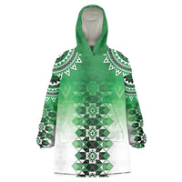 New Zealand Wearable Blanket Hoodie Poutama Mix Green Taniko Inspired Art LT05 One Size Green - Polynesian Pride