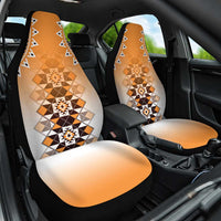 New Zealand Car Seat Cover Poutama Mix Orange Taniko Inspired Art LT05 One Size Orange - Polynesian Pride