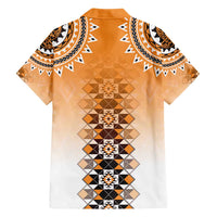 New Zealand Family Matching Short Sleeve Bodycon Dress and Hawaiian Shirt Poutama Mix Orange Taniko Inspired Art LT05 - Polynesian Pride