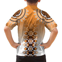 New Zealand Family Matching Tank Maxi Dress and Hawaiian Shirt Poutama Mix Orange Taniko Inspired Art LT05 - Polynesian Pride