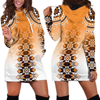 New Zealand Hoodie Dress Poutama Mix Orange Taniko Inspired Art LT05 - Polynesian Pride