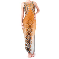 New Zealand Tank Maxi Dress Poutama Mix Orange Taniko Inspired Art LT05 Women Orange - Polynesian Pride