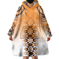 New Zealand Wearable Blanket Hoodie Poutama Mix Orange Taniko Inspired Art LT05 - Polynesian Pride