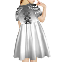 New Zealand Kid Short Sleeve Dress Poutama Mix Gray Taniko Inspired Art LT05 - Polynesian Pride