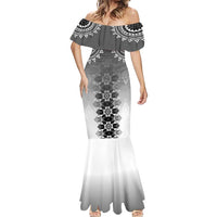 New Zealand Mermaid Dress Poutama Mix Gray Taniko Inspired Art LT05 - Polynesian Pride