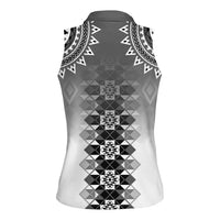New Zealand Women Sleeveless Polo Shirt Poutama Mix Gray Taniko Inspired Art LT05 - Polynesian Pride