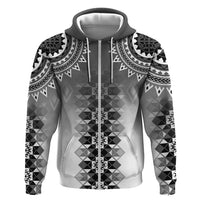 New Zealand Zip Hoodie Poutama Mix Gray Taniko Inspired Art LT05 Zip Hoodie Gray - Polynesian Pride