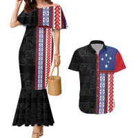 Samoa Flag Couples Matching Mermaid Dress and Hawaiian Shirt Ula Fala With Samoan Siapo - Polynesian Pride