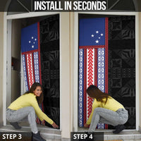 Samoa Flag Door Cover Ula Fala With Samoan Siapo - Polynesian Pride