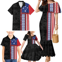 Samoa Flag Family Matching Mermaid Dress and Hawaiian Shirt Ula Fala With Samoan Siapo LT05 - Polynesian Pride