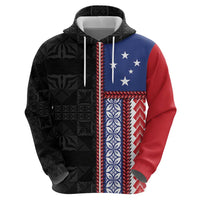 Samoa Flag Hoodie Ula Fala With Samoan Siapo - Polynesian Pride
